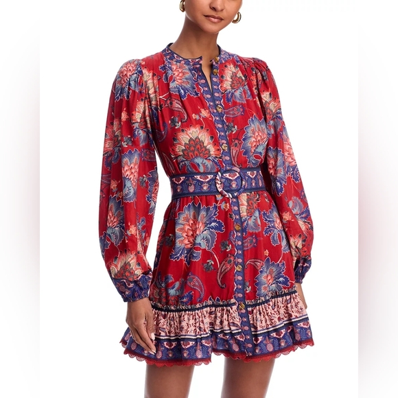 FARM Rio Dresses & Skirts - NWT Farm Rio Floral Patterned Mini Dress With Belt, Size L